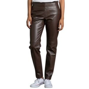 VS2 Brown Leather Zip Side Lined 90s Straight Leg Raw Hem Vintage Pants Sz 12